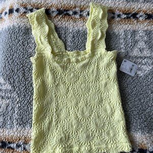 Free People Intimately Free Love Letter Cami Lace Stretch Neon Yellow NWT M/L